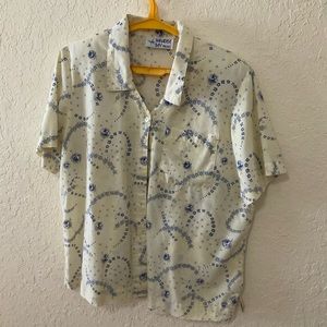 Button Down Blouse with Shoulder Pads